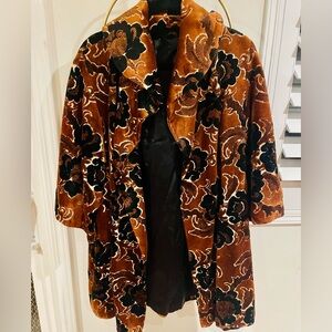 Anna Sui Brown and Black Floral Cape